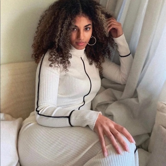 Zara knit Ecru ribbed dress - Picture 3 of 8